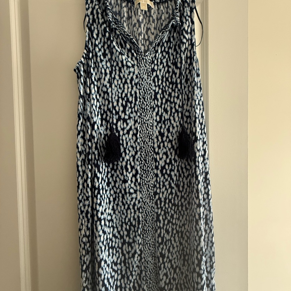 Michael Kors Black and White Sleeveless Maxi Sundress